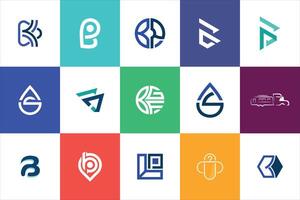 Letter mark Geometric Modern minimal initial Logo Design set collection template for business company vector