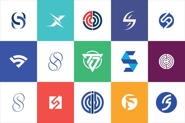 Letter mark Geometric Modern minimal initial Logo Design set collection template for business company