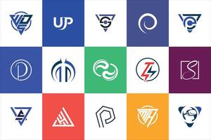 Letter mark Geometric Modern minimal initial Logo Design set collection template for business company vector