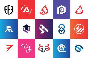 Set of creative modern minimal logo design template company business website social media usage geometric monogram initial styles vector