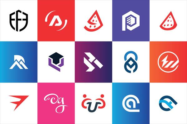 Set of creative modern minimal logo design template company business website social media usage geometric monogram initial styles