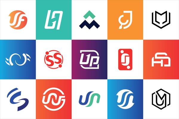 Set of creative modern minimal logo design template company business website social media usage geometric monogram initial styles