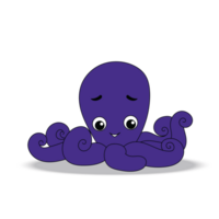 Painting of a purple squid for decorating a children's classroom. png