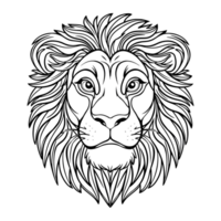 hermosa león cara colorante página png