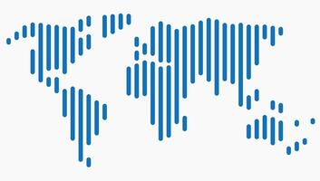 Vertical strip line world map on white background. vector