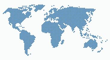 Round edge square shape world map on white background. vector