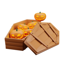 3d rendering of chest filled with pumpkin png