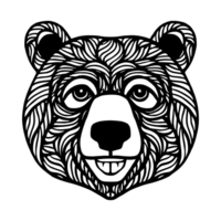 Beautiful bear face colouring page png