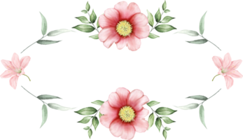 Watercolor flora illustration frame png