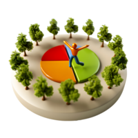 Colorful Pie Chart Figure Surrounded by Trees png
