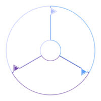 azul tono circulo infografía con 3 pasos, proceso o opciones presentación diapositiva modelo. png