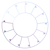 azul tono circulo infografía con 13 pasos, proceso o opciones presentación diapositiva modelo. png