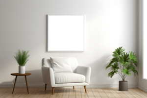 Contemporary Poster Mockup in Stylish Living Room png