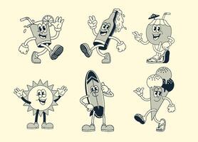 Set of Happy Summer Mascot Cartoon Character vector
