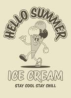 Ice Cream Mascot Vintage Character Vintage vector