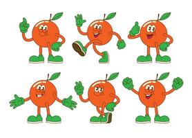 Set of Happy Orange Cartoon in Different Pose vector