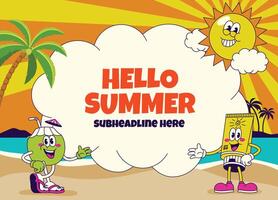 Summer Background Design with Retro Character and Copy Space vector