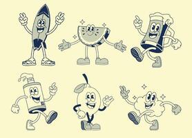Collection of Happy Summer Mascot Cartoon Character vector