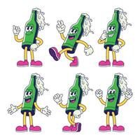 Collection of Funny Beer of Bottle Characters with Various Pose vector