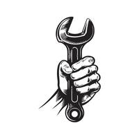 Hand Holding Wrench Images Design on white background vector