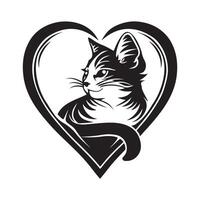 Cat Lover Heart Stock Design Illustration isolated on white background vector