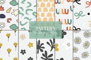 Set of floral and abstract cute shapes illustration patterns vector