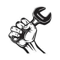 Hand Holding Wrench Images Design on white background vector