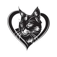 Cat Lover Heart Stock Design Illustration isolated on white background vector