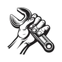 Hand Holding Wrench Images Design on white background vector