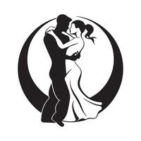 tango bailando Pareja silueta logotipo icono valores imagen aislado en blanco antecedentes vector