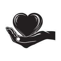 corazón en mano icono logo sencillo estilo imagen aislado en blanco antecedentes vector