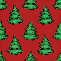 christmas trees on red background vector