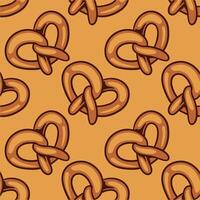 a pattern of pretzels on an orange background vector