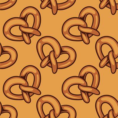 a pattern of pretzels on an orange background