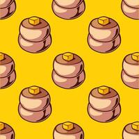 a pattern with a stack of cakes on a yellow background vector