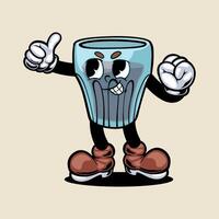 a cartoon trash can character giving the thumbs up vector