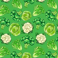 a seamless pattern of green and white vegetables vector