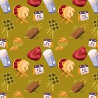 a pattern with food and drinks on it vector