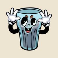 a cartoon trash can with a face and hands up vector