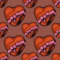 a pattern with hearts and bows on a brown background vector