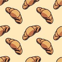 seamless pattern of croissants on a yellow background vector