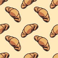 seamless pattern of croissants on a yellow background vector