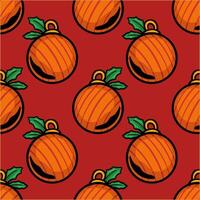 christmas seamless pattern with oranges and leaves vector