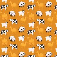 a pattern with animals on an orange background vector