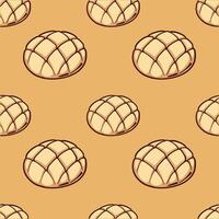 seamless pattern of breads on a brown background vector