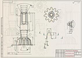 mecánico Ingenieria dibujos en sepia antecedentes. grifo herramientas, taladrador. técnico diseño. cubrir. Plano. ilustración. vector