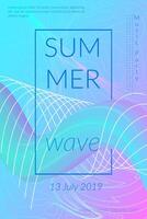 Creative summer wave poster with shape. Retro abstract colorful geometric background. Design for card, flyer, template, banner, brochure. Trendy fashion digital futuristic graphic illustration vector