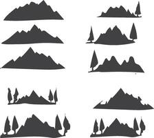 conjunto paquete montaña silueta vector