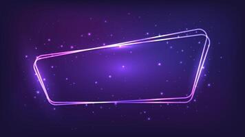 Neon rounded frame with shining effects vector