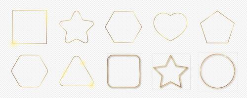 Gold glowing different geometric shape frame vector